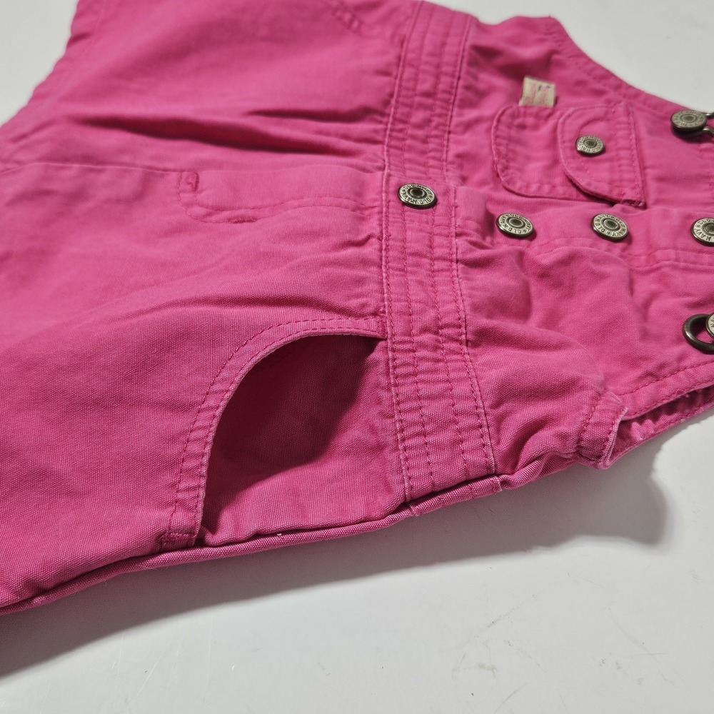 VTG Old‎ Navy Girls Bib Dress Overall Pink 3-6 Month Cotton Denim Skirtall Y2K - Picture 7 of 7